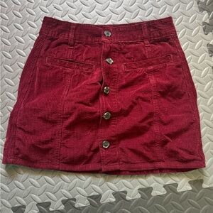 American Eagle Corduroy Button-Front Skirt - Red